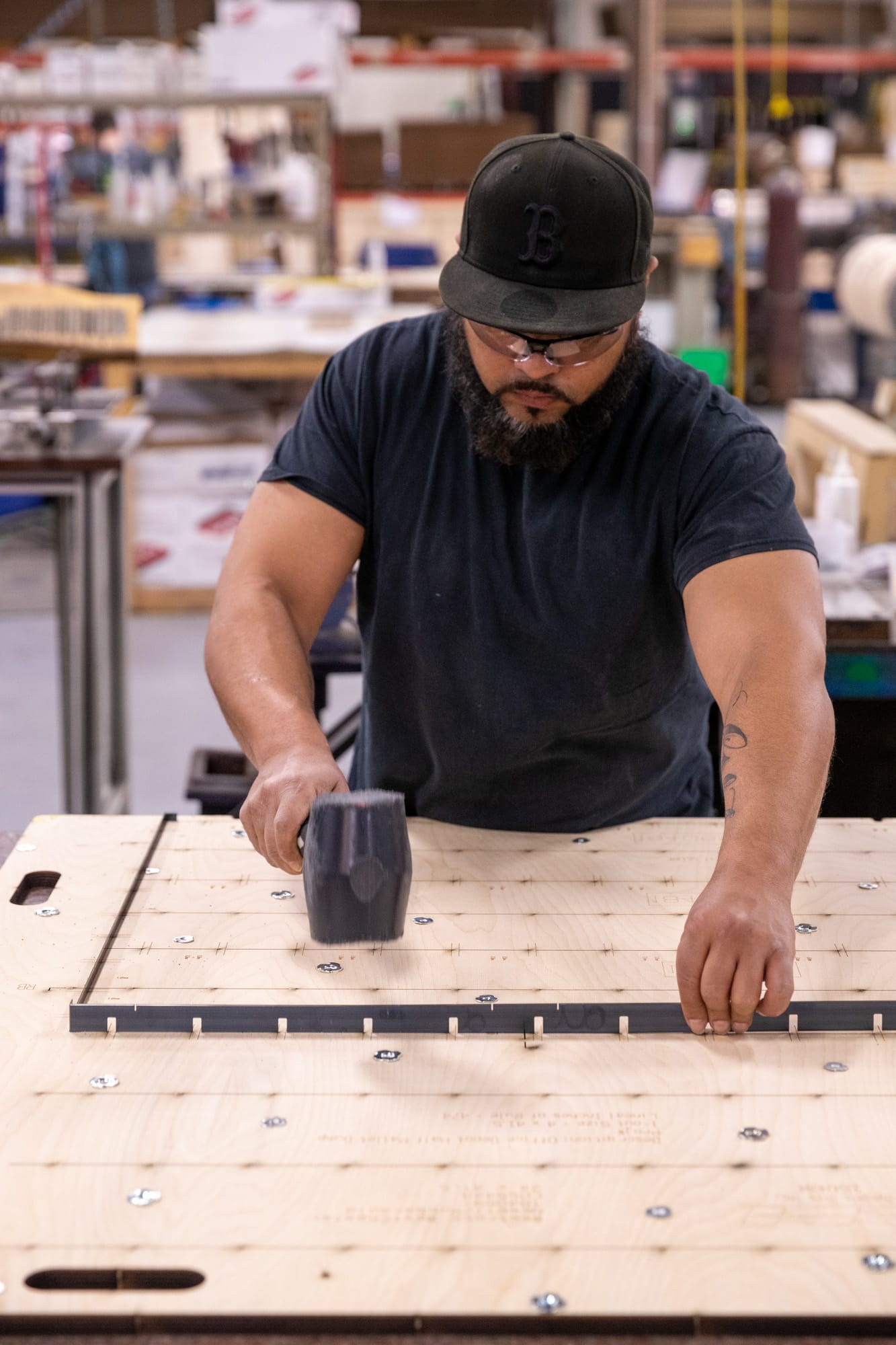 employee working on custom die