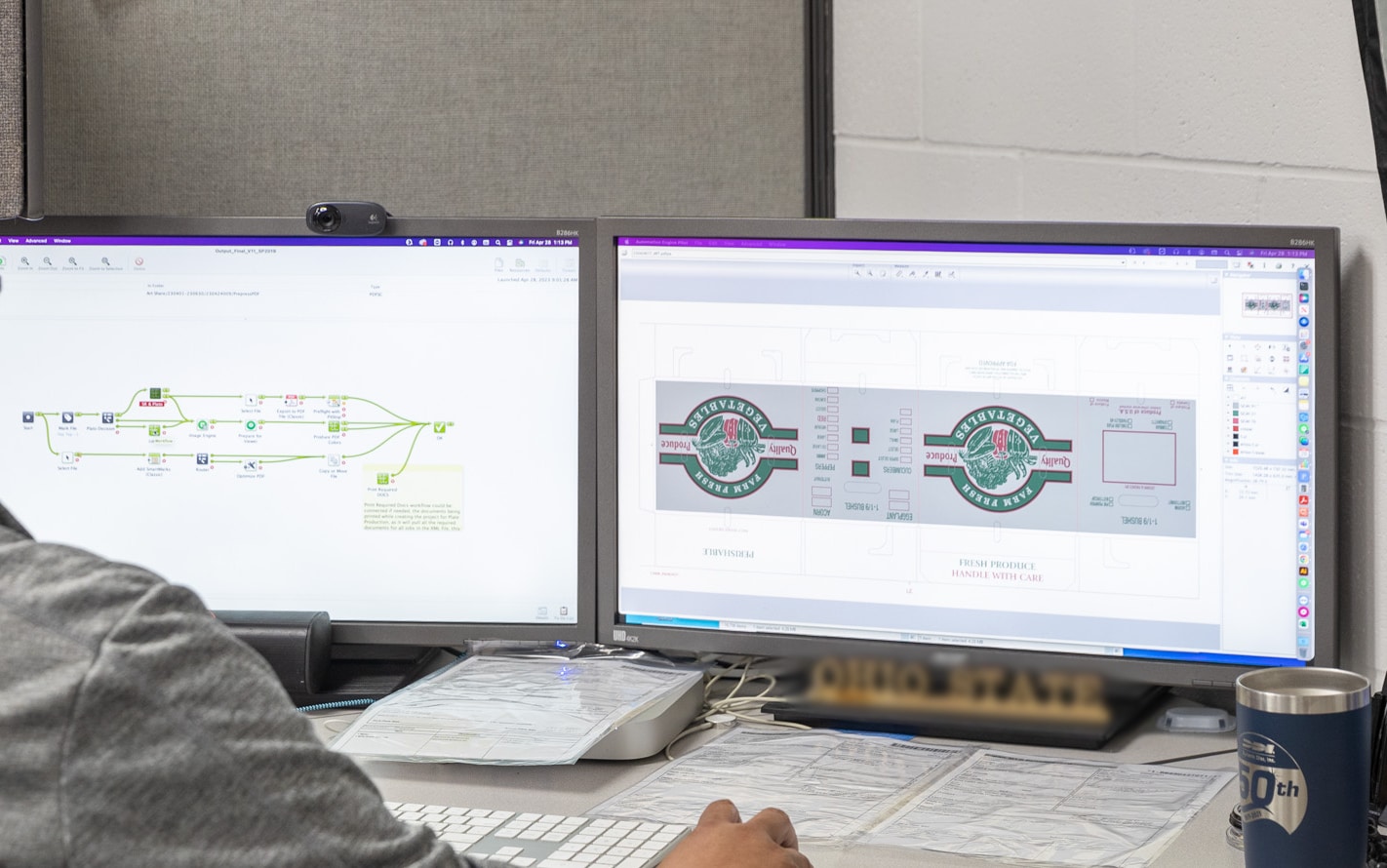 DDI employee creating design on a computer
